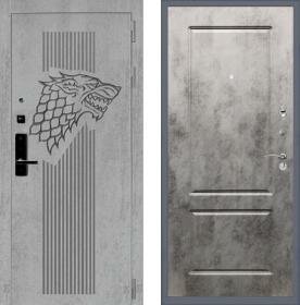 Дверь входная (стальная, металлическая) Баяр 1 quot;Волкquot; ФЛ-117 quot;Бетон темныйquot; с биометрическим замком (электронный, отпирание по отпечатку пальца)