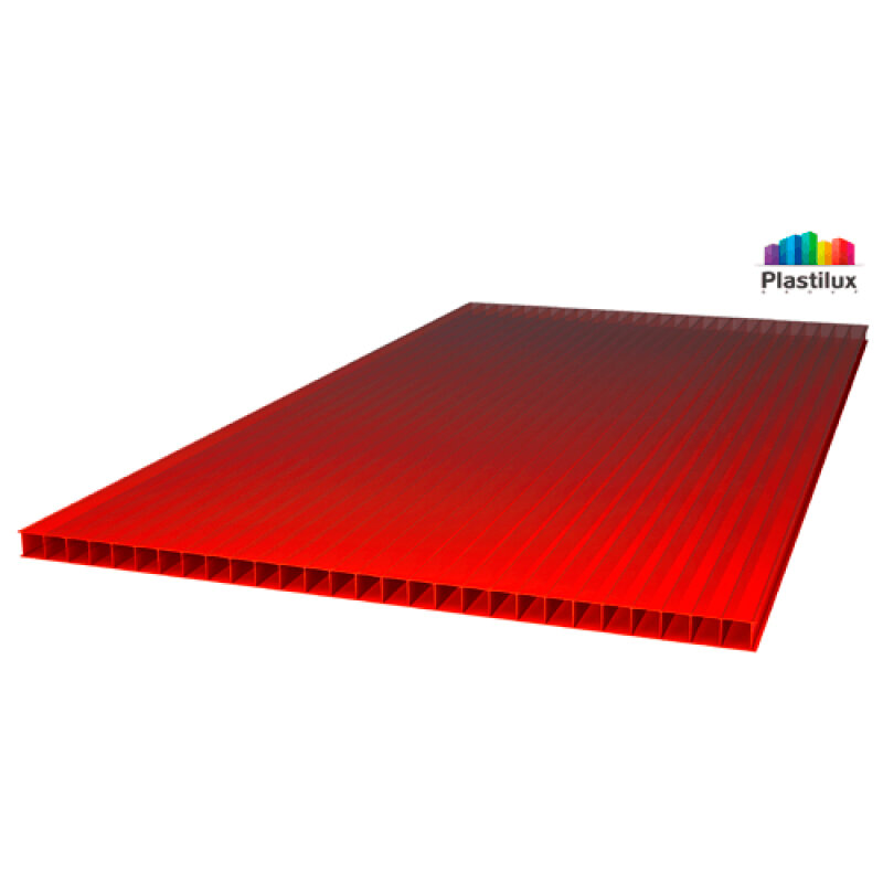 Сотовый поликарбонат 10 мм quot;ROYALPLASTquot; красный 2100х12000 мм