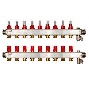 Коллекторы Danfoss SSM-9F с расходомерами, 9 контуров