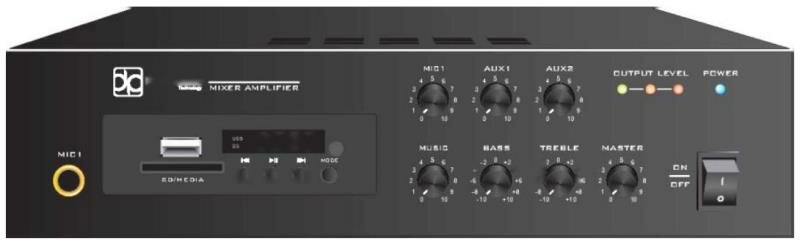 Direct Power Technology PA-60BT Микшер/усилитель, 1 канал 60 Вт (4-16 Ом, 70/100 В), MP3, Bluetooth, настольный