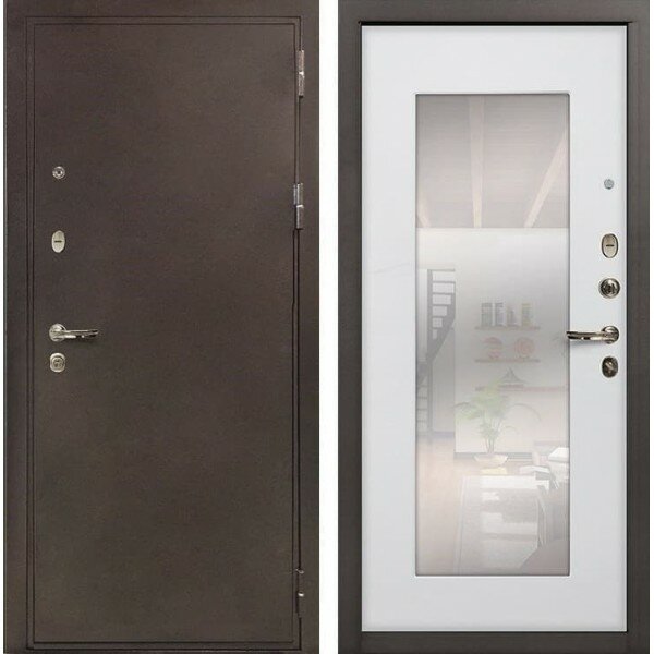 Двери Лекс производства г. Йошкар-Ола Входная металлическая дверь Лекс Цезарь с Зеркалом Ясень белый №37