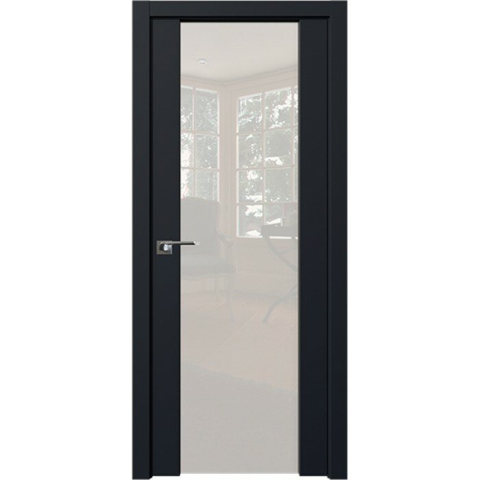 Дверь Межкомнатная деревянная, Профиль Дорс 8U Черный матовый - стеклянная