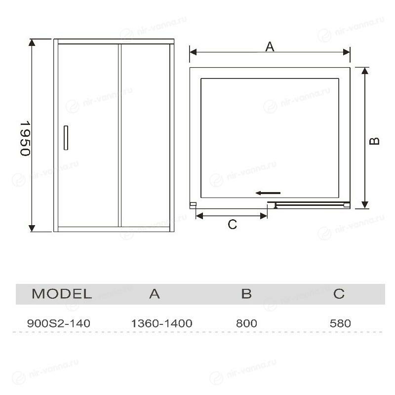 Душевая дверь WeltWasser WW900 Premium 900S2-140 140x195 L/R без поддона