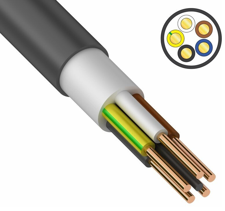 Кабель силовой ВВГзнг(А) 5x2,5 мм², Rexant, ГОСТ {01-8192-4} (100 м.)