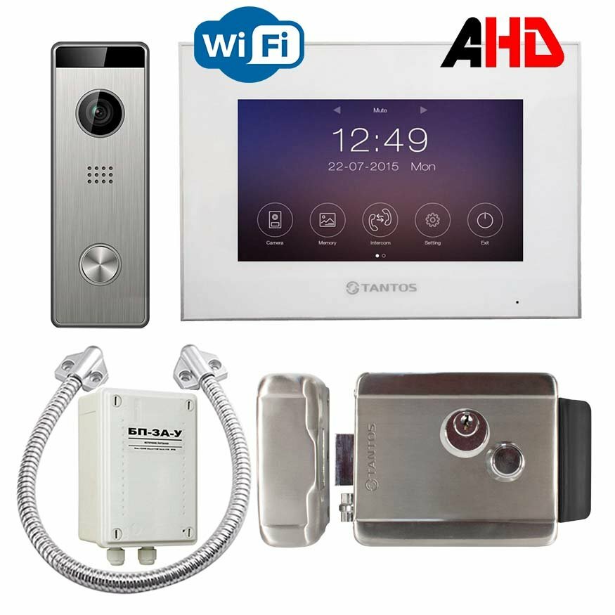 Комплект видеодомофона для дома Tantos Marilyn HD Wi-Fi и Triniti HD c замком TS-EL2369
