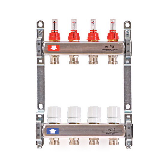 Коллектор для теплого пола с расходомерами UNI-FITT 1quot;-3/4quot; 8 выходов 450B