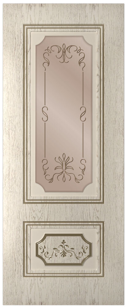 Межкомнатная дверь Стародуб серия 7 модель 78 латте стекло сатинат бронза рис. 1