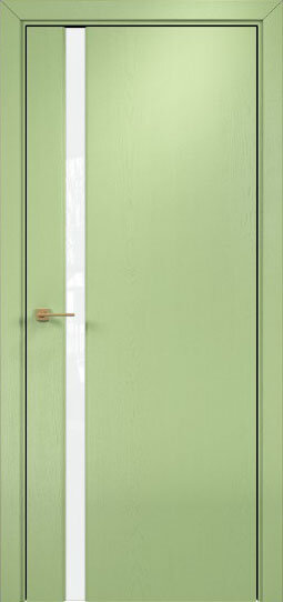 Межкомнатная дверь Оникс Престиж 1 (Эмаль фисташка по ясеню) триплекс белый