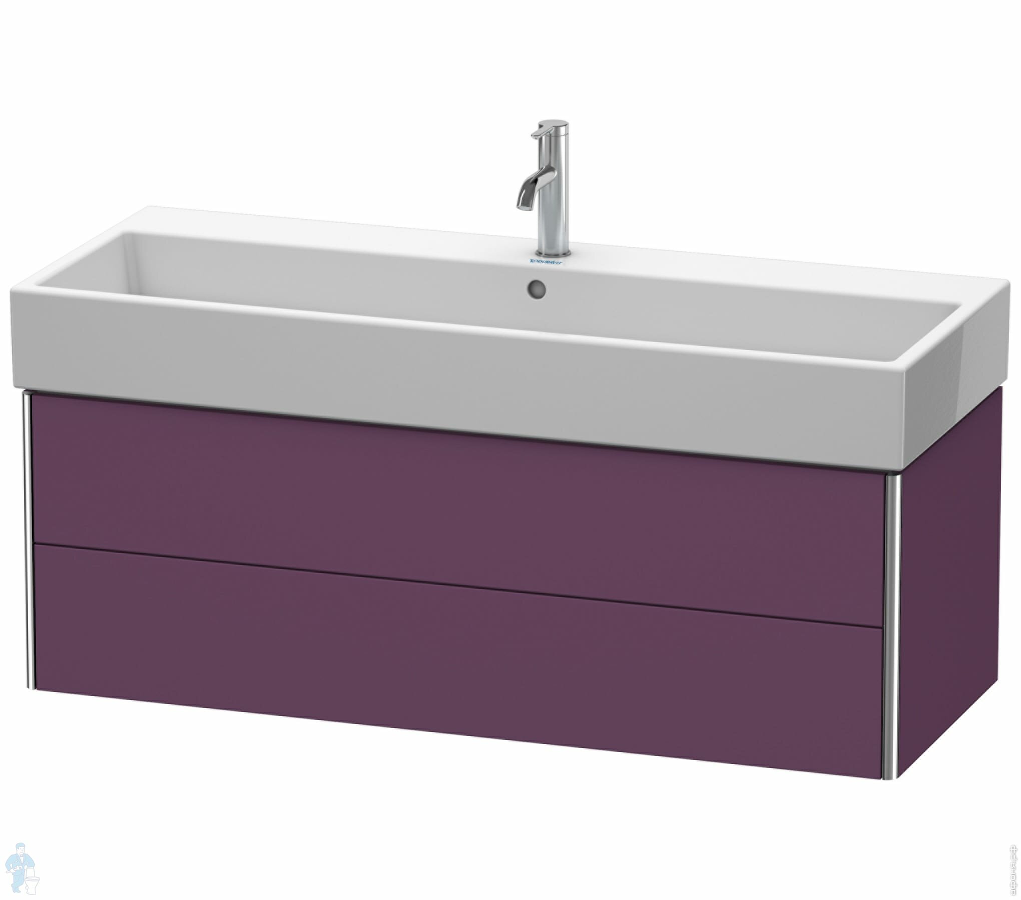 Тумба под раковину Duravit XSquare 1184х397х460 подвесная, 2 ящика, лиловый XS419709494