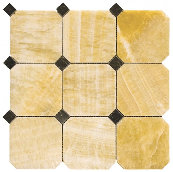 Мозаика каменная Natural M073+M076-BP10 Octagon оникс,мрам,желтый,коричн,глянц,30.5x30.5