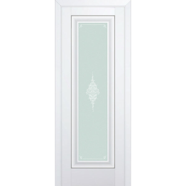 Дверь Profil Doors 24U Аляска со стеклом матовым Кристалл и с серебряным молдингом
