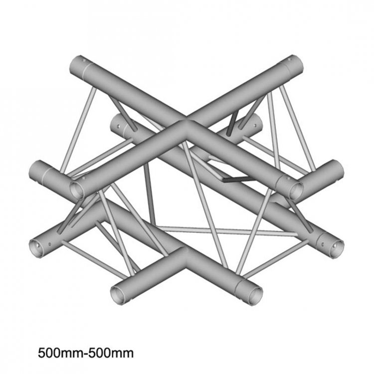 Dura Truss DT23-С41-L90 Узел стыковочный 4-х лучевой, 90гр, (крестовина), алюминиевый, сечение 220х220мм, длина сторон 50см. Труба 35х2. Вес 2,7кг