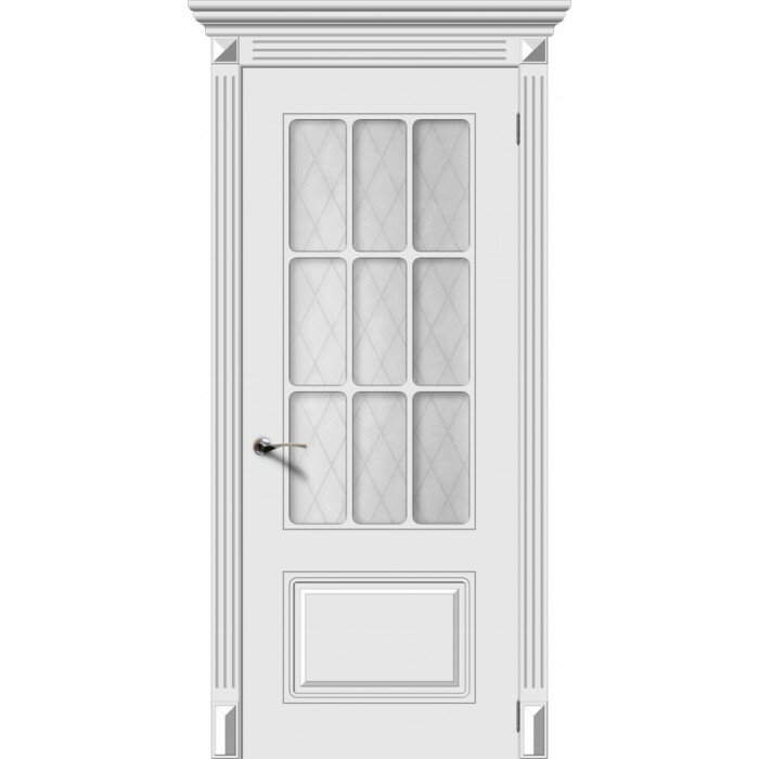 Межкомнатные двери эмаль Ноктюрн , Цвет - Белый, Тип - Остекление quot;Белое матовое Кристаллquot;, Размер 2000*900