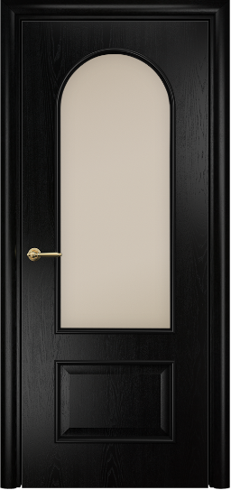 Дверь Оникс модель Арка Цвет:Эмаль черная по ясеню Остекление:Сатинат бронза