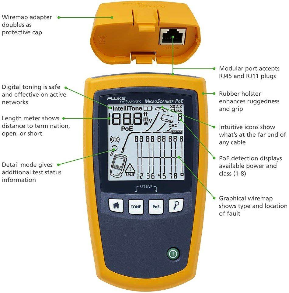 Тестер витой пары Fluke Networks MS-POE-KIT (5018513)