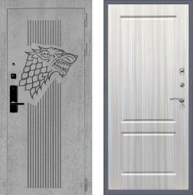 Дверь входная (стальная, металлическая) Баяр 1 quot;Волкquot; ФЛ-117 quot;Сандал белыйquot; с биометрическим замком (электронный, отпирание по отпечатку пальца)