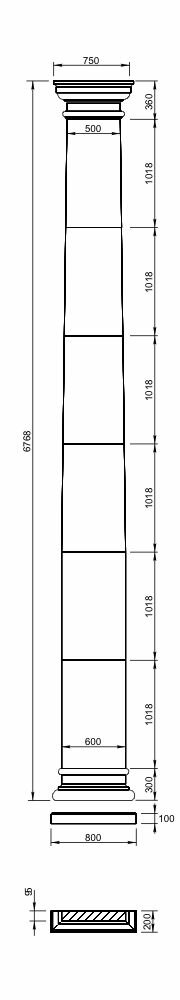 Пилястра арт. ПЛ-00.600 (сб) для фасадного декора