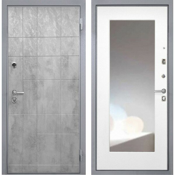 Двери Интекрон производства г. Йошкар-Ола Входная металлическая дверь Интекрон Спарта Грей с зеркалом Белая