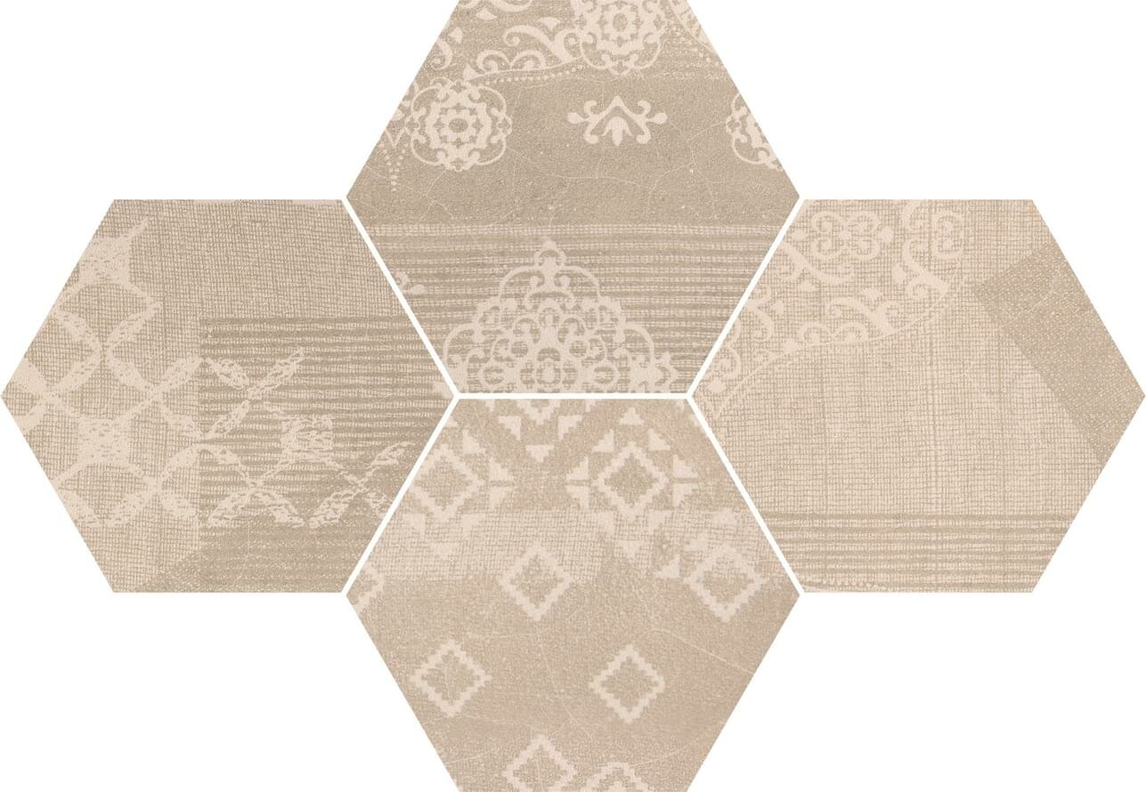 Керамогранит Provenza Gesso Esagona Patchwork Taupe Linen 25.5x29.4