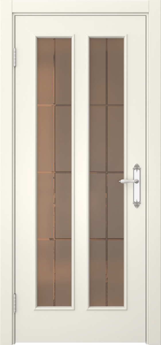 Комплект двери с коробкой SK008 (эмаль слоновая кость, стекло сатинат бронзовый)