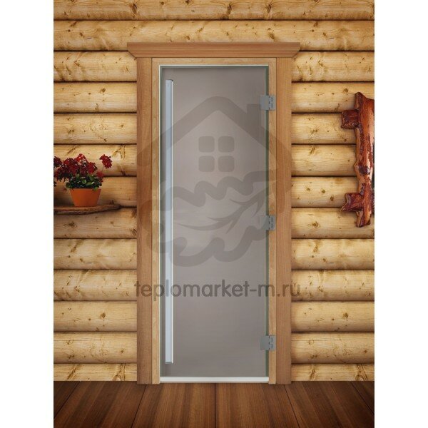 Дверь для бани DoorWood Престиж quot;Теплое утроquot; Сатин матовый, 1900x700 мм