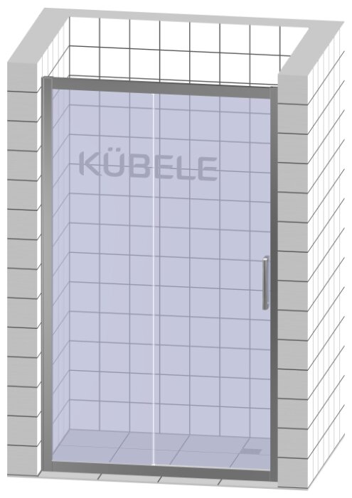 Дверь в душевую нишу Kubele DE019D2 150x200 см, стекло бесцветное 6 мм, профиль бронза светлая