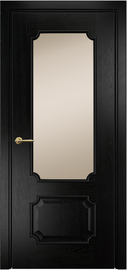 Дверь Оникс модель Палермо Цвет:Эмаль черная по ясеню Остекление:Сатинат бронза