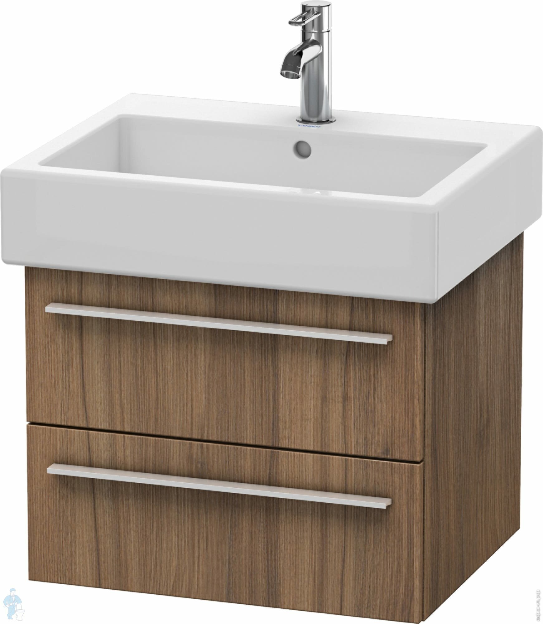 Тумба под умывальник Duravit X-Large 550х448х443 подвесная, 2 ящика, орех XL634407979