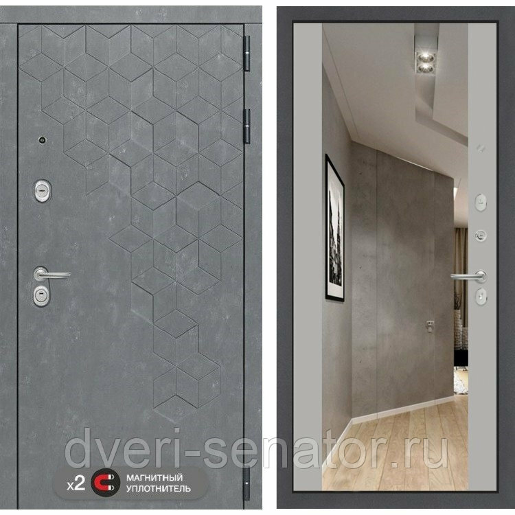 Тетрис магнит 3к цвет Софт Грей с зеркалом Максимум входные стальные двери в квартиру трехконтурные утепленные