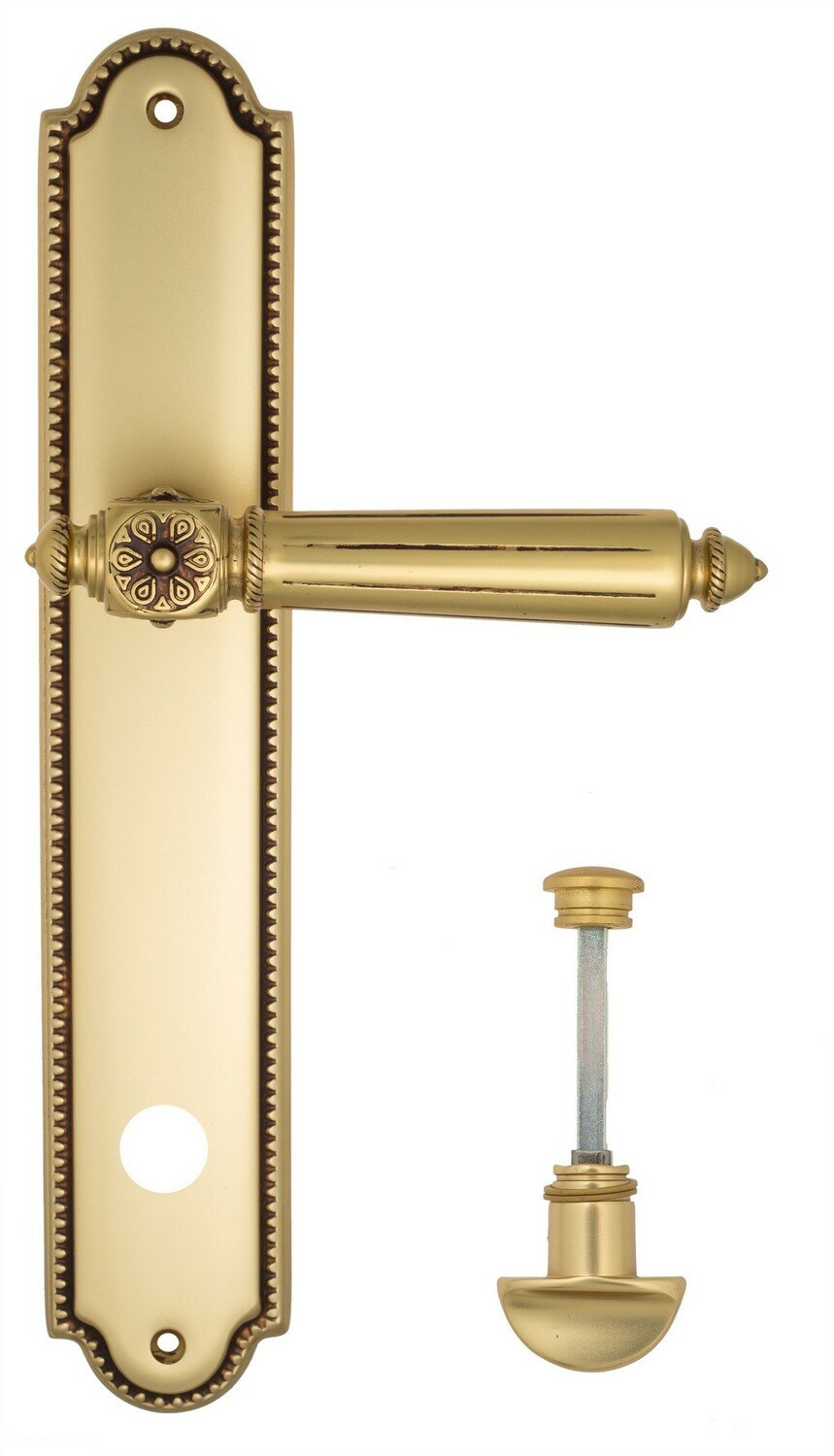 Дверная ручка Venezia quot;CASTELLOquot; WC-2 на планке PL98 французское золото + коричневый