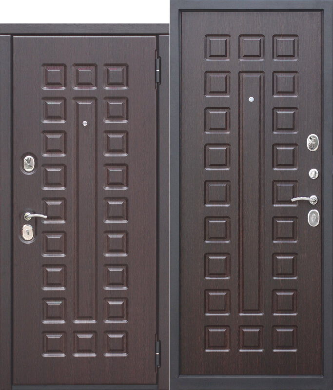 Входная дверь Цитадель 10 см монарх МДФ/МДФ Венге с МДФ панелями