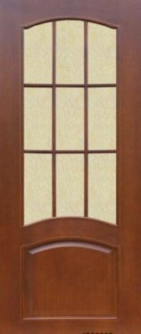 Капри-3 тон (шпон. дуба нат., тон Орех, остекленное) - Белорусская межкомнатная шпонированная дверь - Belwooddoors (Бервуддорс)
