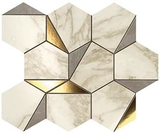 Мозаика Atlas Concorde Marvel Edge Gold Hex Gris Calacatta 25.1x29