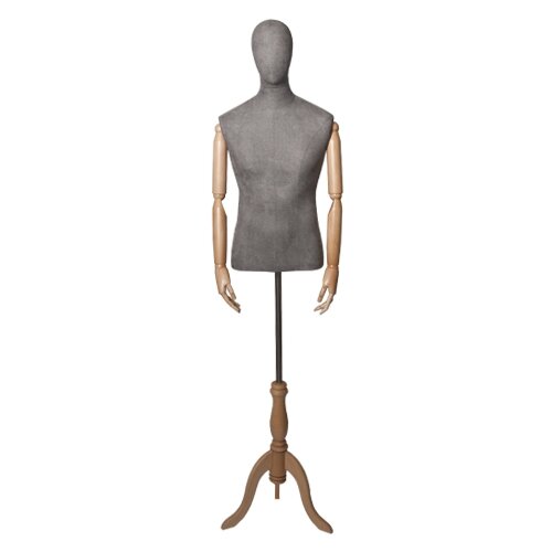 Торс-манекен с деревянными руками, мужской светлое дерево MD-ORG.001.GR