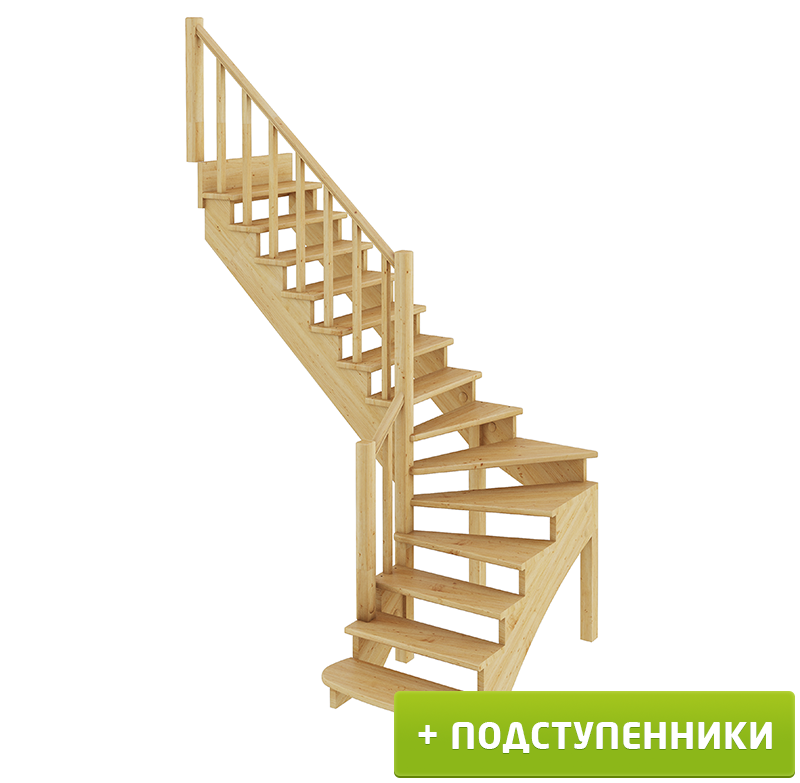 Деревянные лестницы ProfiHobby Лестница К-001м/2 Л c подступенками сосна (7уп)