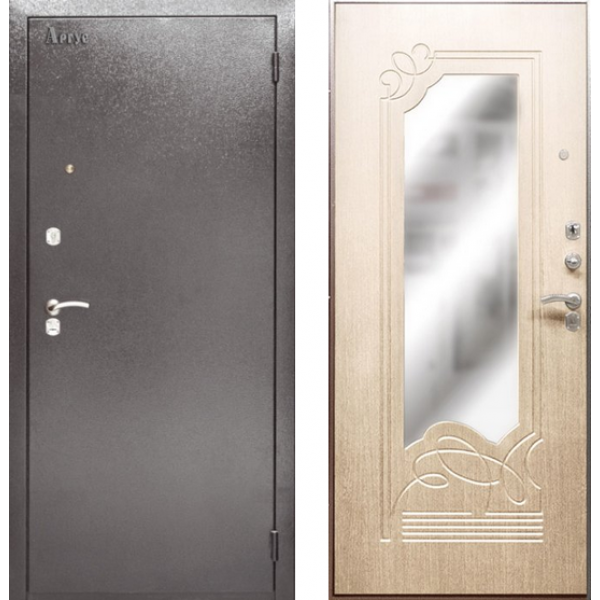 Двери Аргус производства России г. Йошкар-Ола Входная металлическая дверь Аргус ДА-8 с зеркалом Беленый дуб