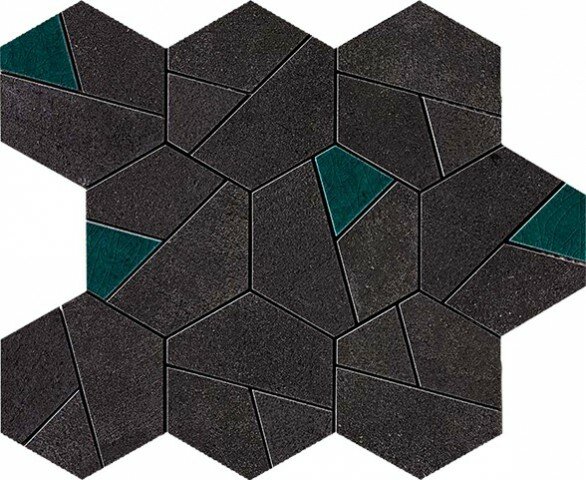 Мозаика Atlas Concorde Boost Tarmac Mosaico Hex Jade 25x28,5 AN7A, м²