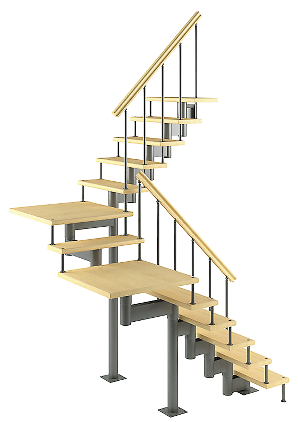 Модульная лестница Комфорт поворот на 180гр. h=2700-2850мм