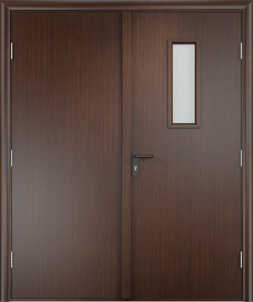 Противопожарная дверь Verda EI60 (ПВХ) Тип:комбинированная Цвет:венге Количество полотен:двупольная