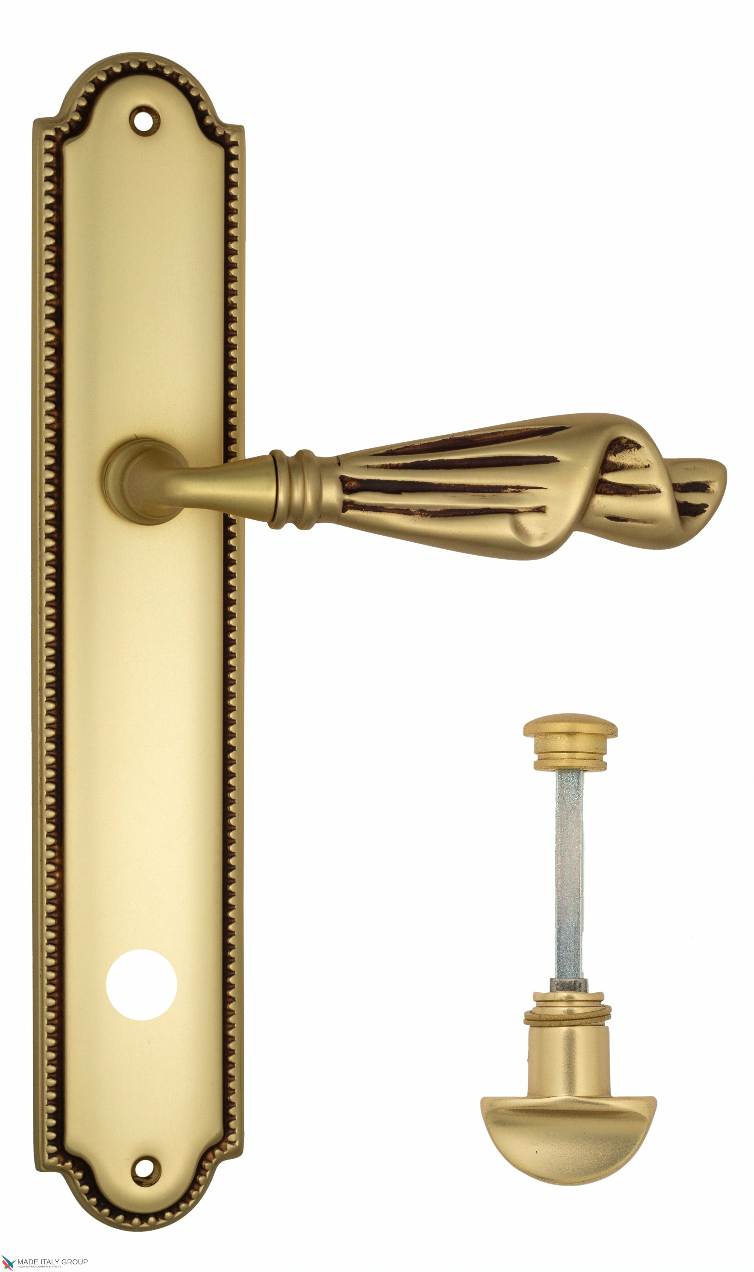 Дверная ручка Venezia quot;OPERAquot; WC-2 на планке PL98 французское золото + коричневый