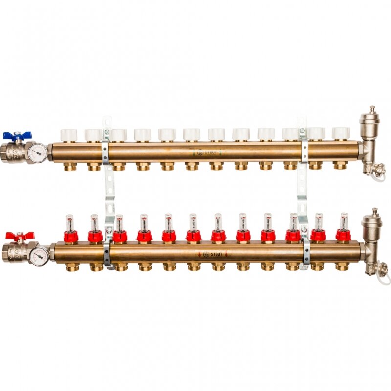 Распределительный коллектор STOUT SMB 0473 000012 с расходомерами 12 вых.