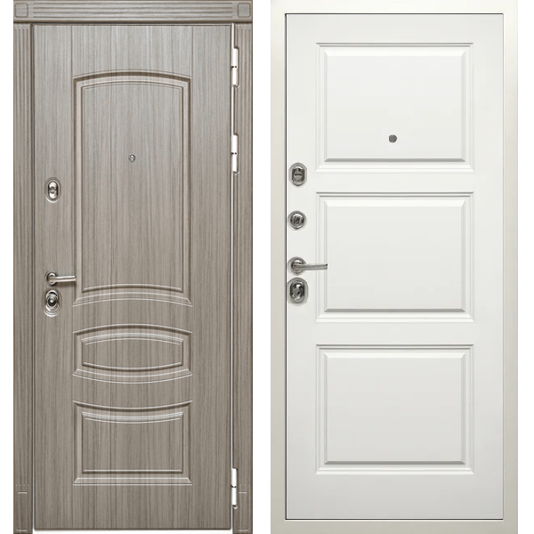Двери Сударь производства г. Йошкар-Ола Входная металлическая дверь Дива МД-42 Сандал серый/М9 Белый матовый