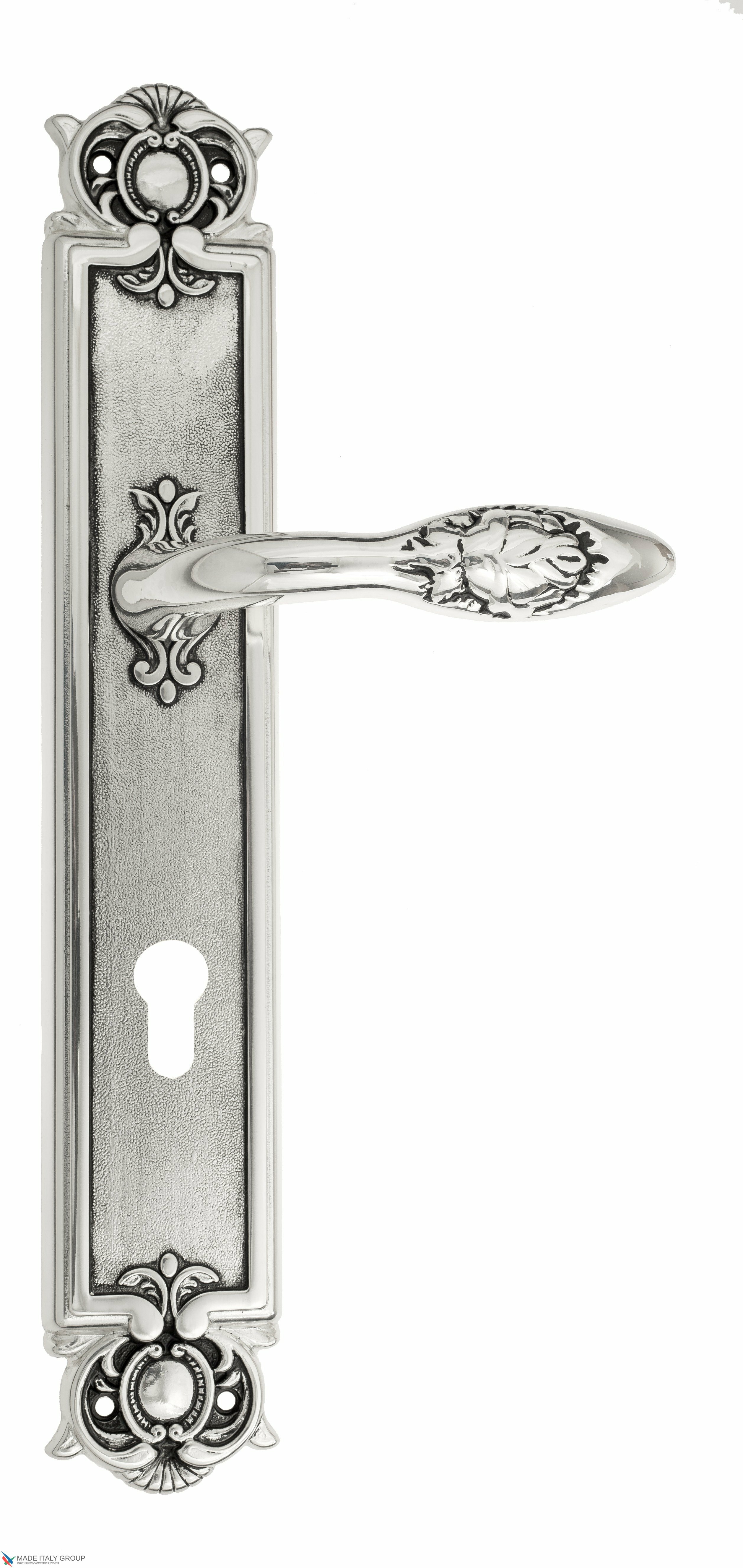 Дверная ручка Venezia quot;CASANOVAquot; CYL на планке PL97 натуральное серебро + черный