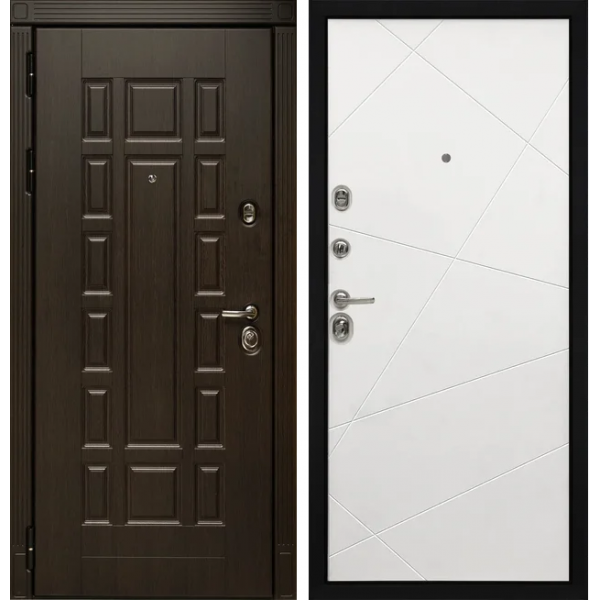 Двери Сударь производства г. Йошкар-Ола Входная металлическая дверь Дива МД-38 Венге/Белый матовый рисунок Лучи