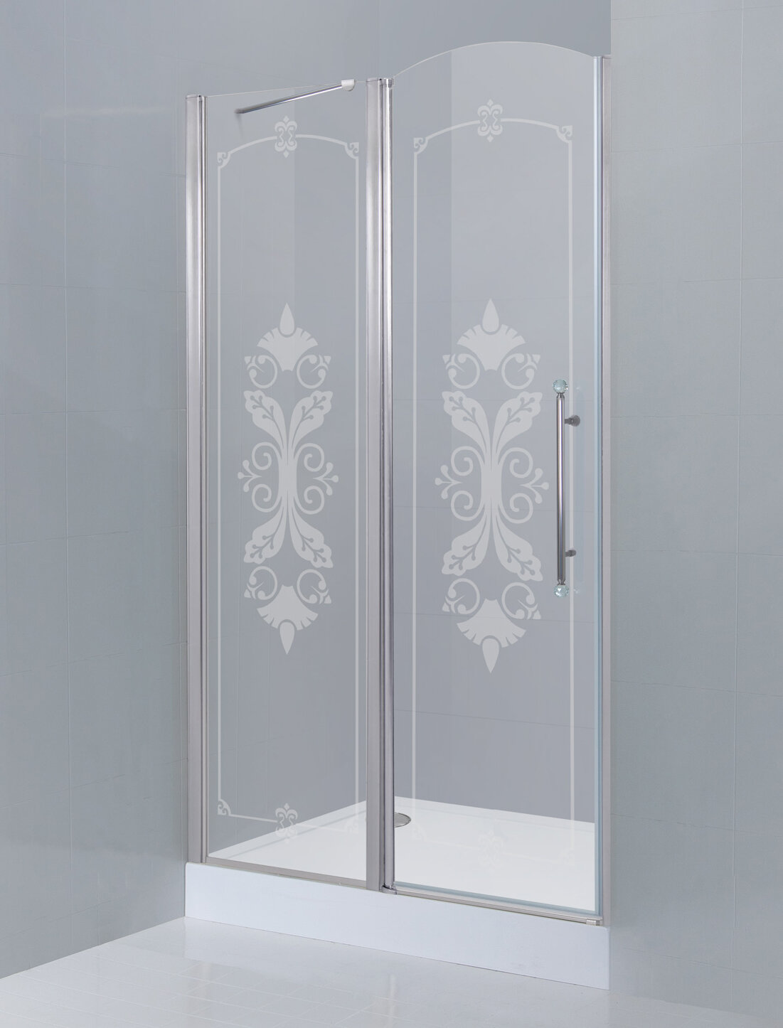 Дверь для душевого уголка Cezares Giubileo 60/40 L, стекло с узором, хром