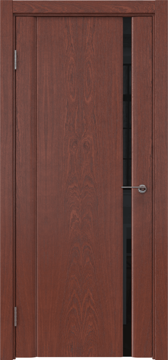 Комплект двери с коробкой GM015 (шпон красное дерево, стекло триплекс черный)