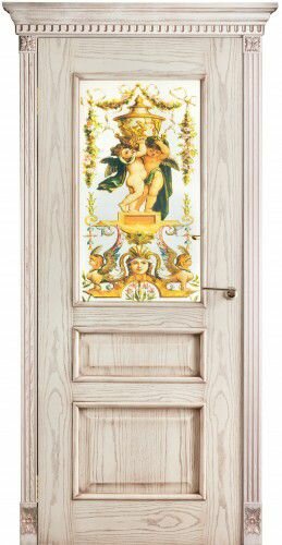 Оникс / Фортрез Двери межкомнатные шпон Версаль остеклённая от производителя Цвет: патина по белой эмали