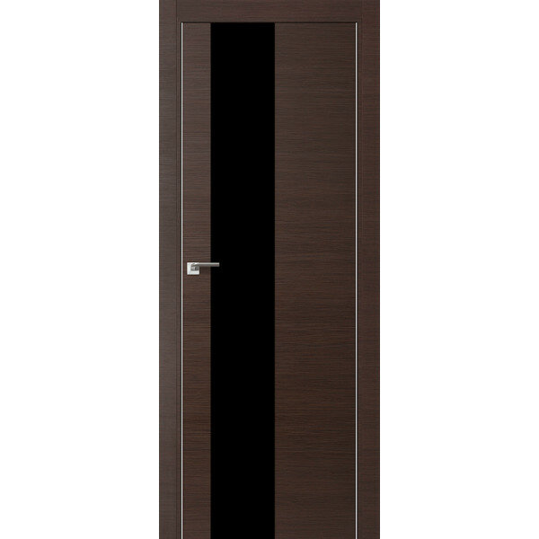 Дверь Profil Doors 5Z Венге кроскут со стеклом Черный лак и с матовой AL кромкой