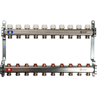 Блок коллекторный без расходометров Stout AISI 304L 1 на 3/4 дюйма 10 (SMS 0922 000010)