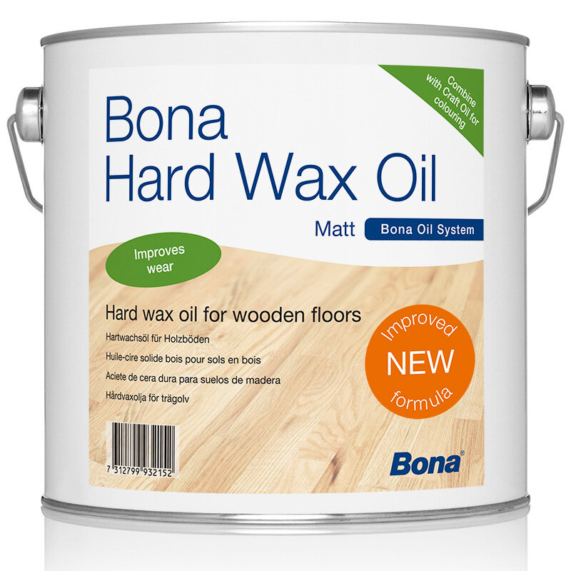 Bona Hard Wax Oil — смесь масел и воска для защиты деревянных поверхностей (Полуматовый, 2.5 литра)